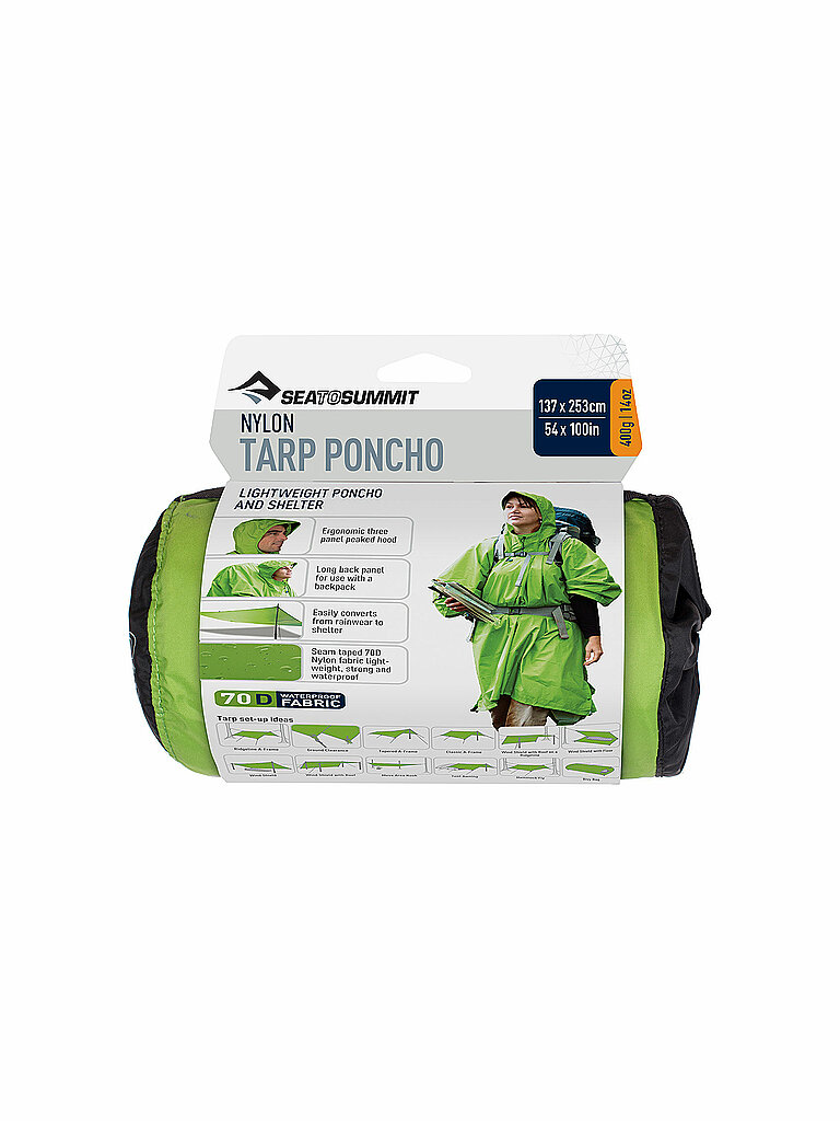 SEA TO SUMMIT Poncho Tarp 70D Nylon grün